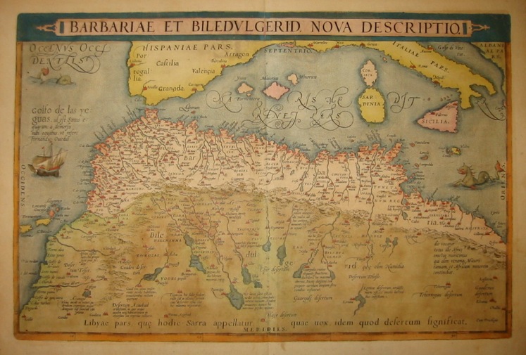 Ortelius Abraham (1528-1598) Barbariae et Biledulgerid, nova descriptio 1608 Anversa 